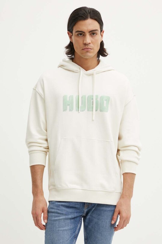 HUGO bluza bawełniana beżowy 50516655