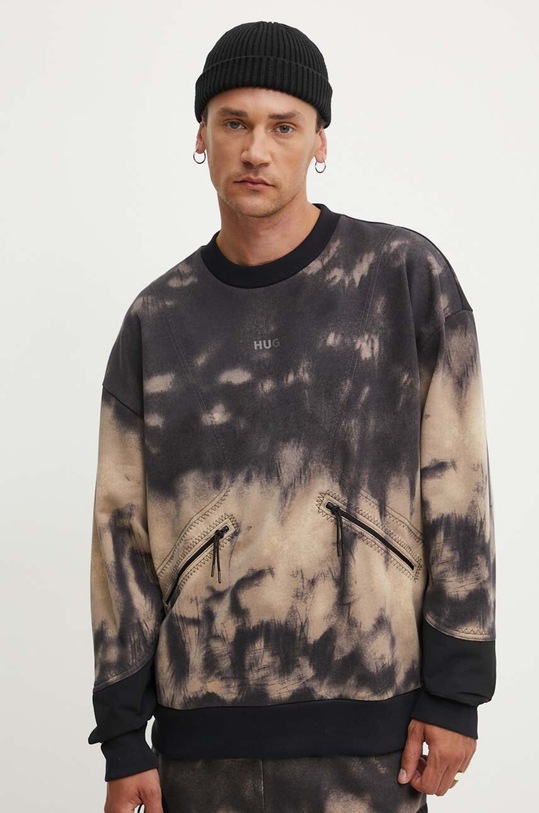 HUGO bluza bawełniana wzorzyste beżowy 50516667