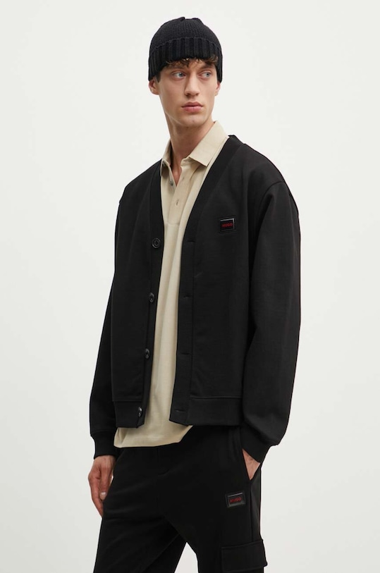 HUGO bluza bawełniana bawełna czarny 50516705