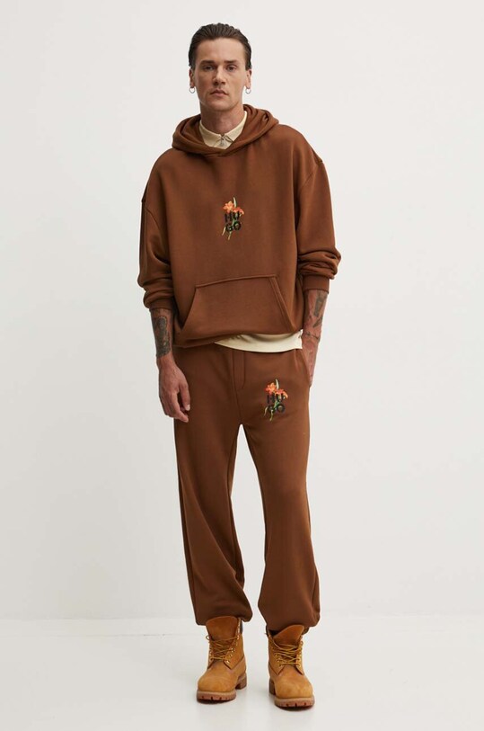 Суичър HUGO 50517408 кафяв AW24