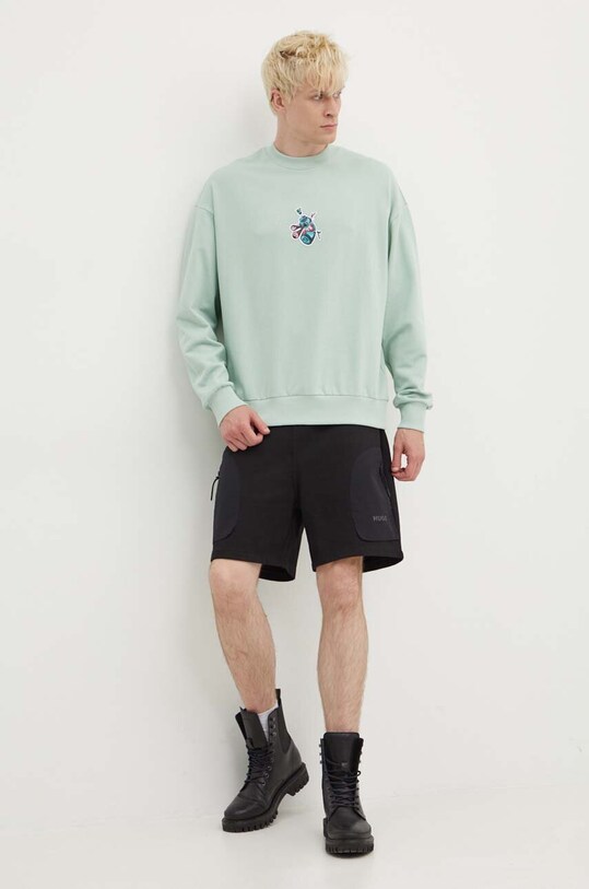 HUGO hanorac de bumbac 50518981 verde AW24