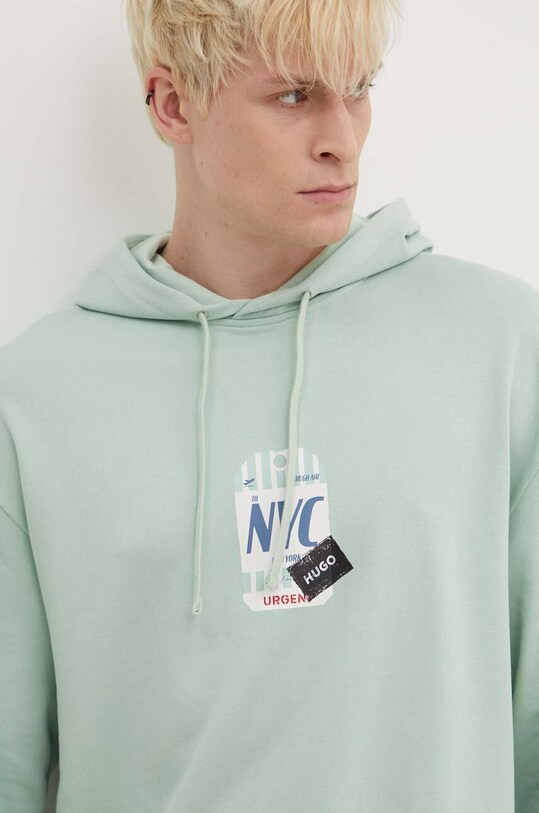 HUGO bluza bawełniana zielony 50519849