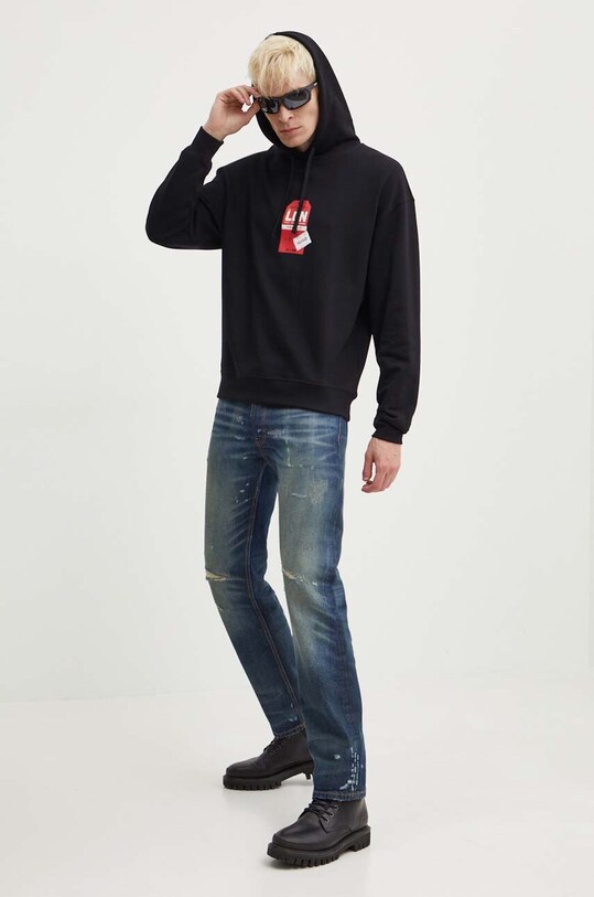 Хлопковая кофта HUGO 50519849 чёрный AW24