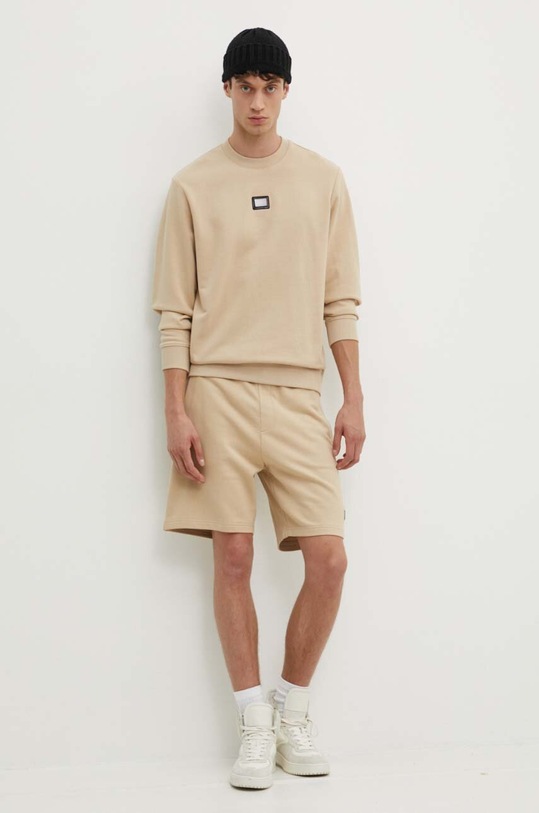 Бавовняна кофта HUGO 50528174 бежевий AW24