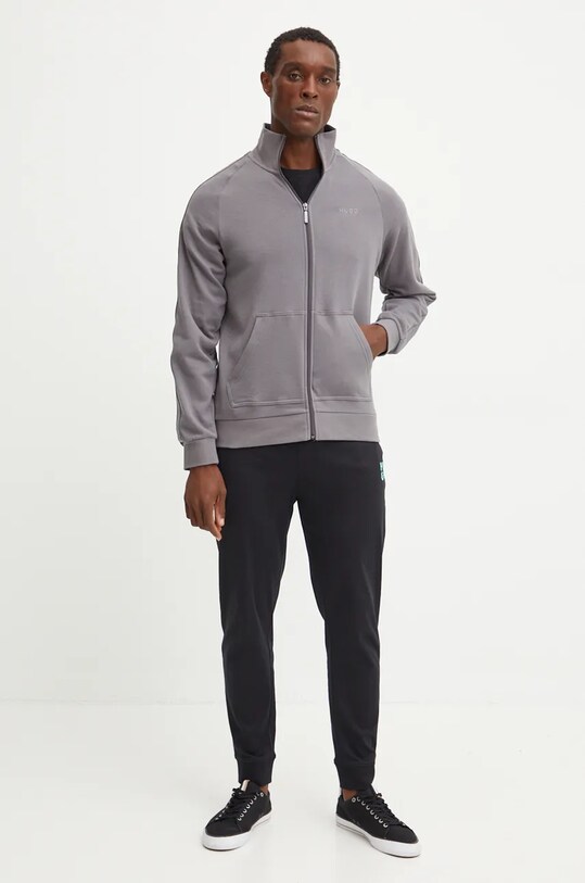 HUGO bluza bawełniana lounge 50520493 szary AW24