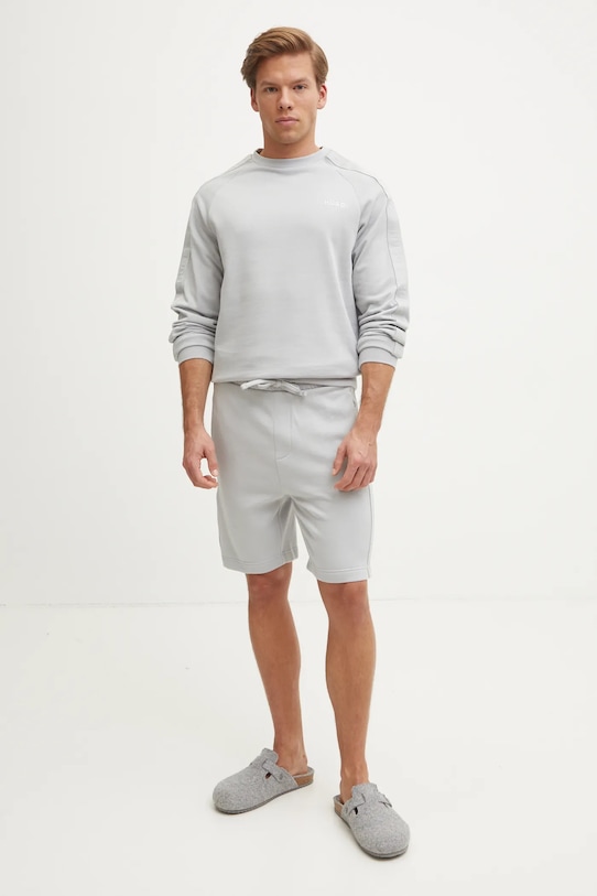 HUGO bluza bawełniana lounge 50520494 szary AW24