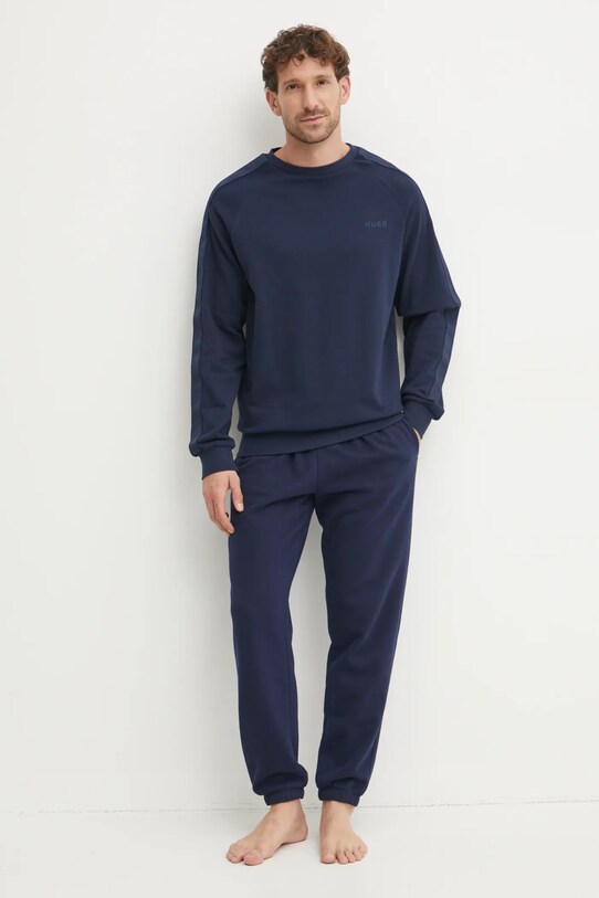 HUGO bluza bawełniana lounge 50520494 granatowy AW24