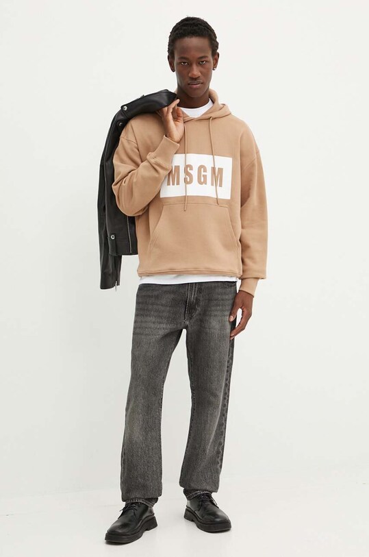 Хлопковая кофта MSGM 3740MM525.247799 бежевый AW24
