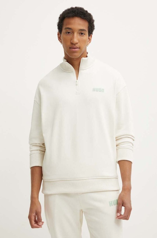 HUGO bluza bawełniana nadruk beżowy 50517848