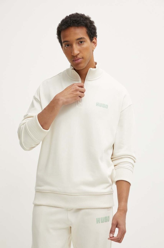 HUGO bluza bawełniana beżowy 50517848