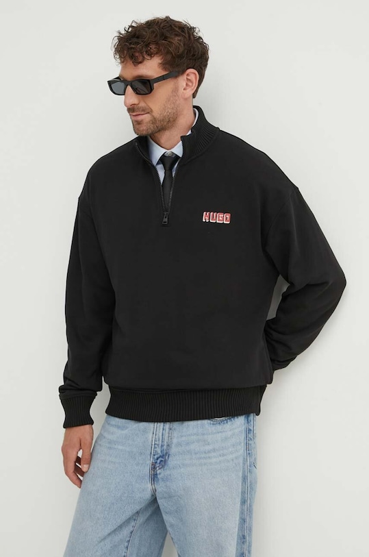 HUGO bluza bawełniana nadruk czarny 50517848