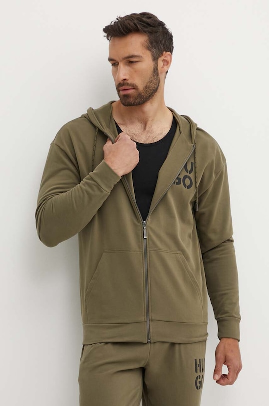 HUGO bluza z kapturem zielony 50520457