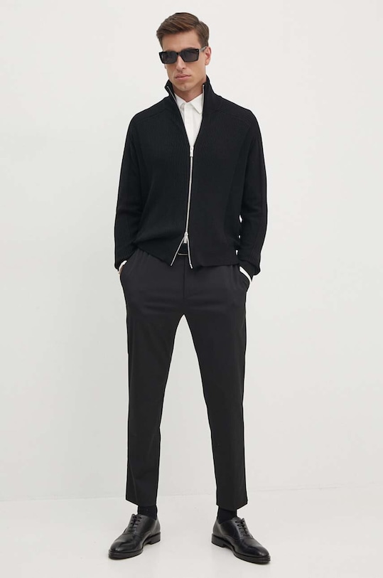 Armani Exchange kardigan z domieszką wełny 6DZE6G.ZM5BZ czarny AW24