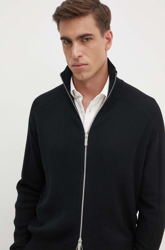 Armani Exchange kardigan z domieszką wełny czarny 6DZE6G.ZM5BZ