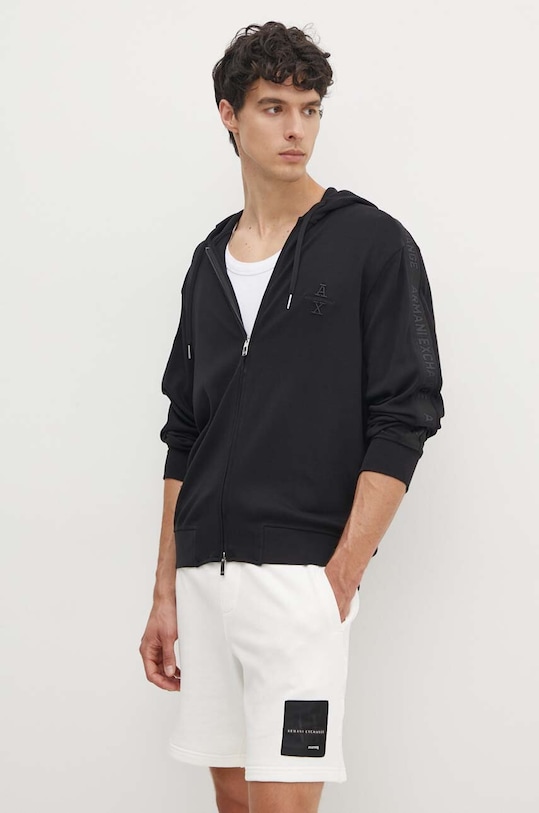 Armani Exchange bluza imprimeu negru 6DZMLC.ZJNNZ