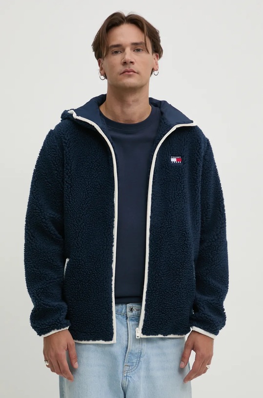Tommy Jeans hanorac fleece imprimeu bleumarin DM0DM19224