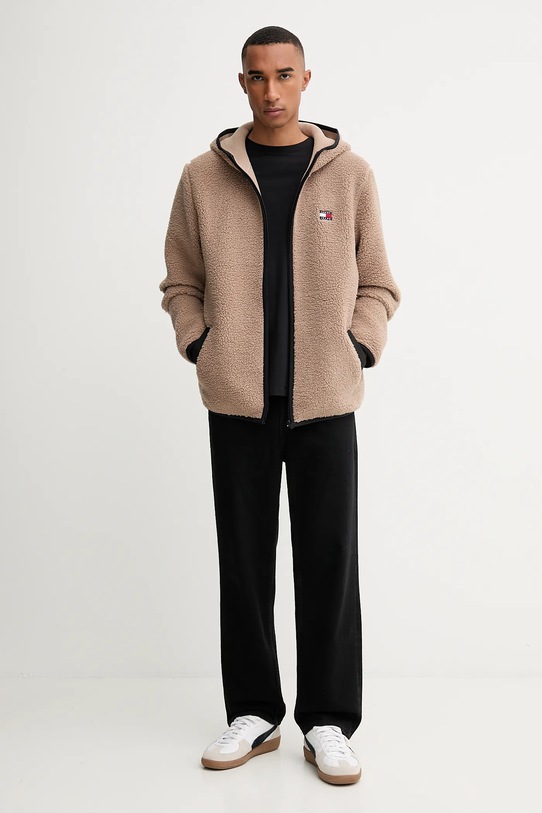 Tommy Jeans bluza polarowa DM0DM19224 brązowy AW25