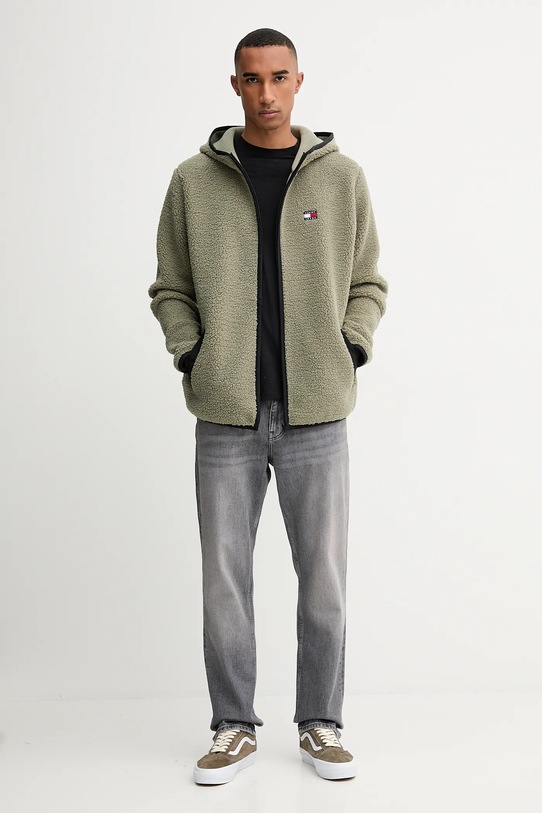 Fleecová mikina Tommy Jeans DM0DM19224 zelená AW25