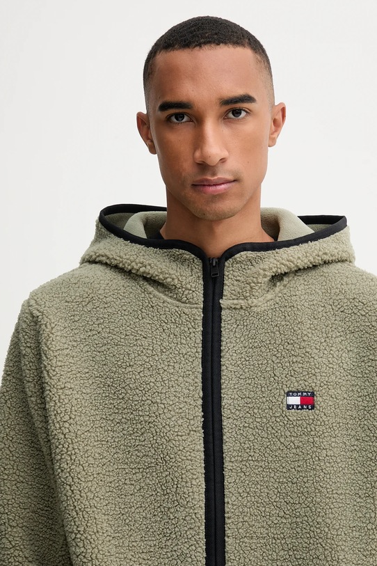 Fleecová mikina Tommy Jeans zelená DM0DM19224