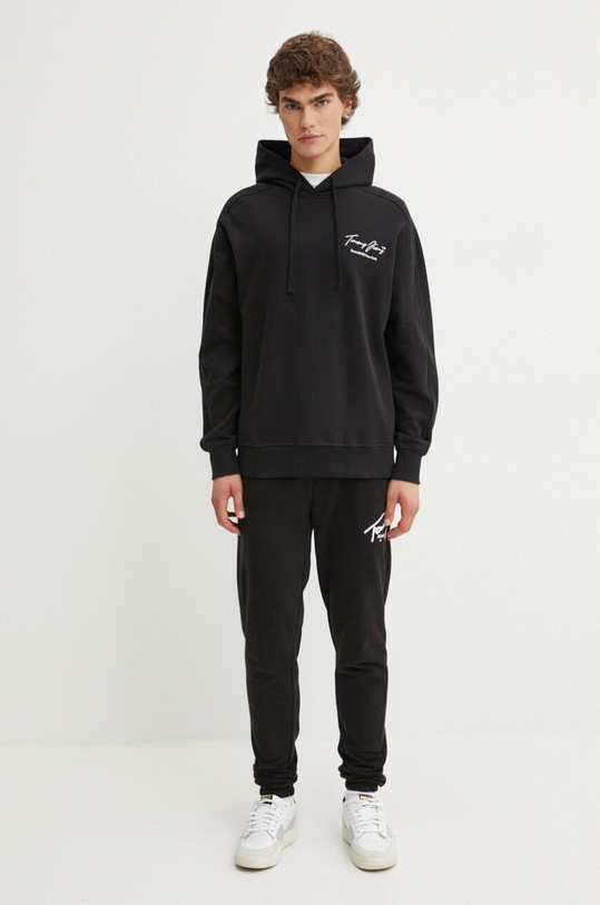 Tommy Jeans hanorac de bumbac DM0DM19239 negru AW24