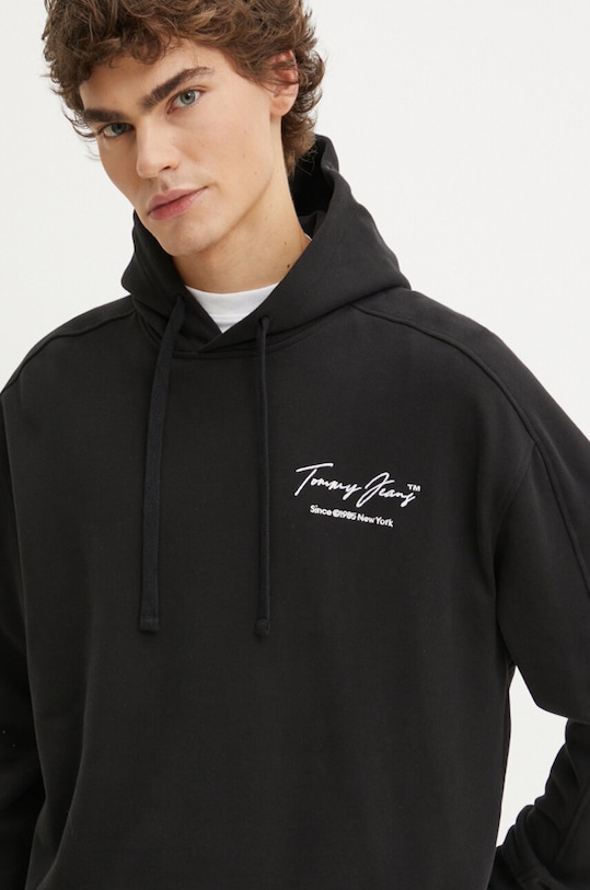 Tommy Jeans hanorac de bumbac negru DM0DM19239