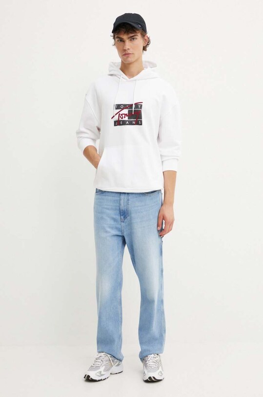 Tommy Jeans hanorac de bumbac DM0DM20170 alb AW24