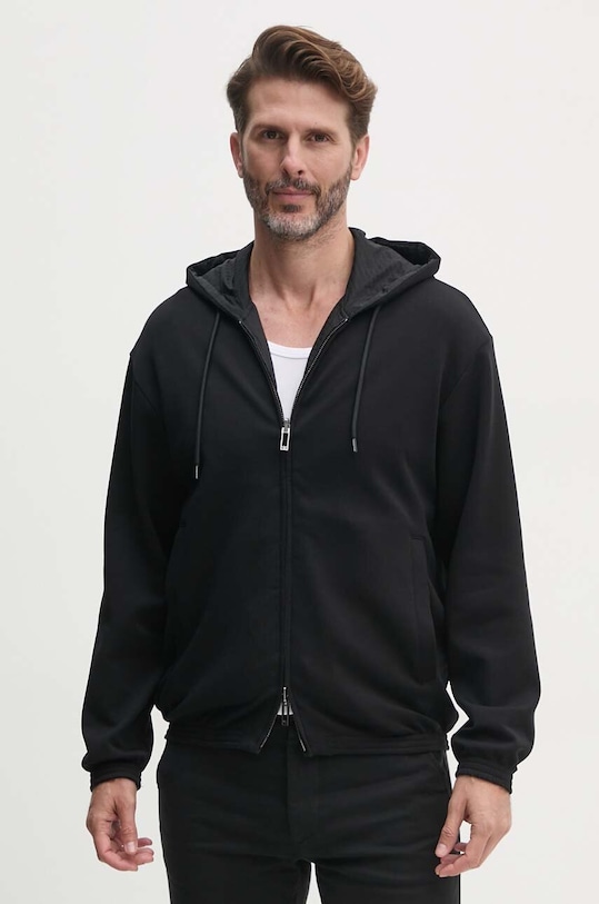 Двостороння кофта Emporio Armani з капюшоном чорний 6D1MD3.1JHSZ