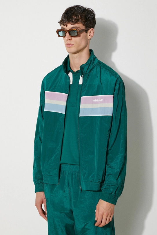 Μπλούζα adidas Originals 80s Nylon Archive 3-Stripes Track Top με μοτίβο πράσινο JC6517