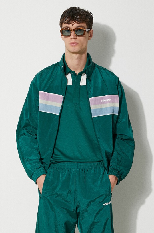 adidas Originals sweatshirt 80s Nylon Archive 3-Stripes Track Top green JC6517