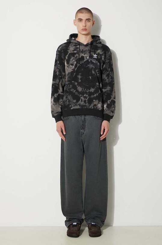 adidas Originals hanorac de bumbac Tie-Dyed Hooded Aop IZ2508 negru AW24