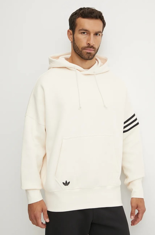 Dukserica adidas Originals Neuclassics Hoodie natpis bež JF9141