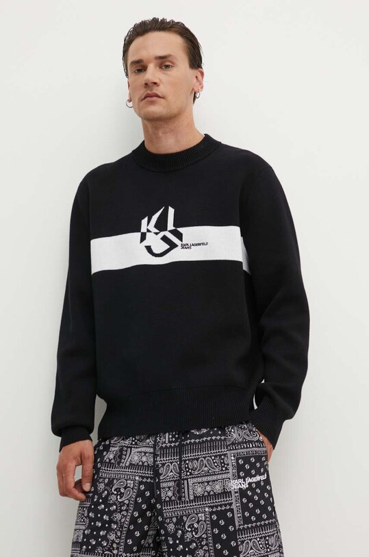 Karl Lagerfeld Jeans sweter bawełniany czarny 245D2000