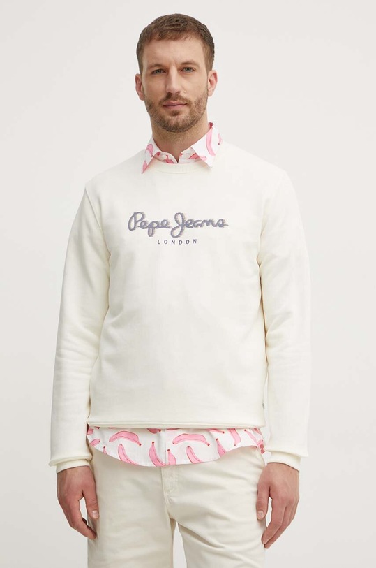 Pepe Jeans bluza bawełniana SAUL CREW beżowy PM582702
