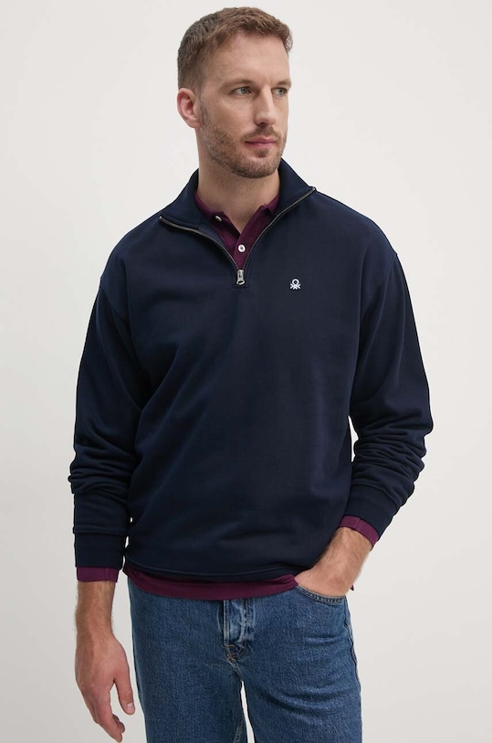 United Colors of Benetton bluza bawełniana bawełna granatowy 342ZU201J