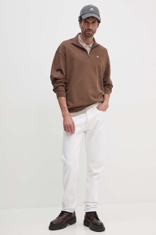 Bavlněná mikina United Colors of Benetton 342ZU201J hnědá AW24