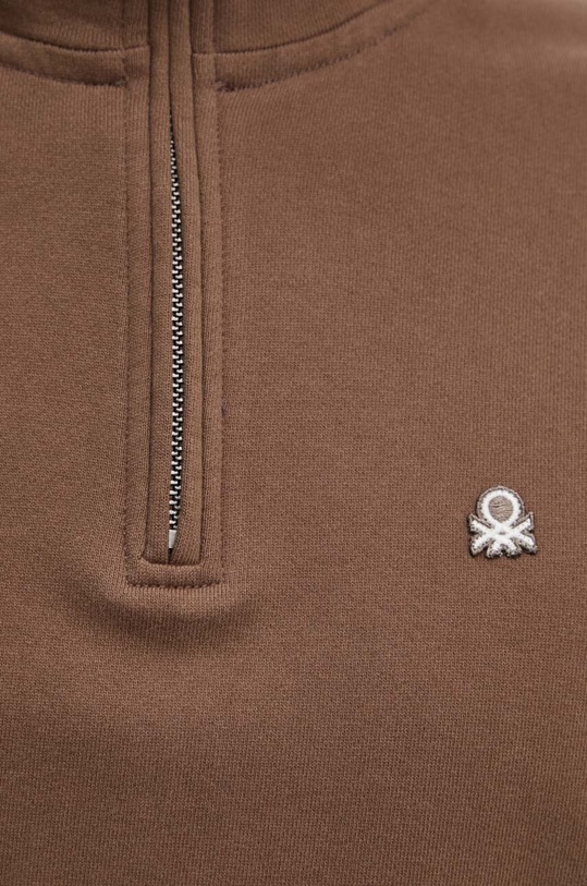 Bavlněná mikina United Colors of Benetton 342ZU201J hnědá