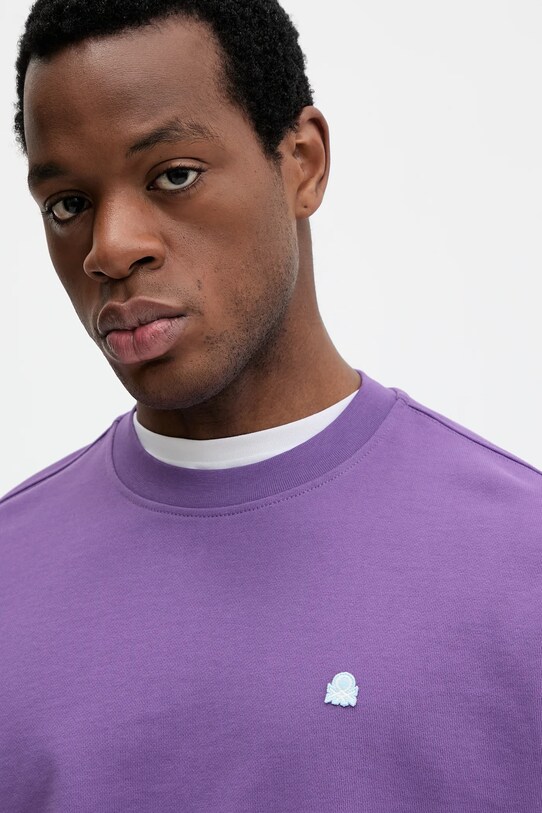 Хлопковая кофта United Colors of Benetton фиолетовой 342ZU1093