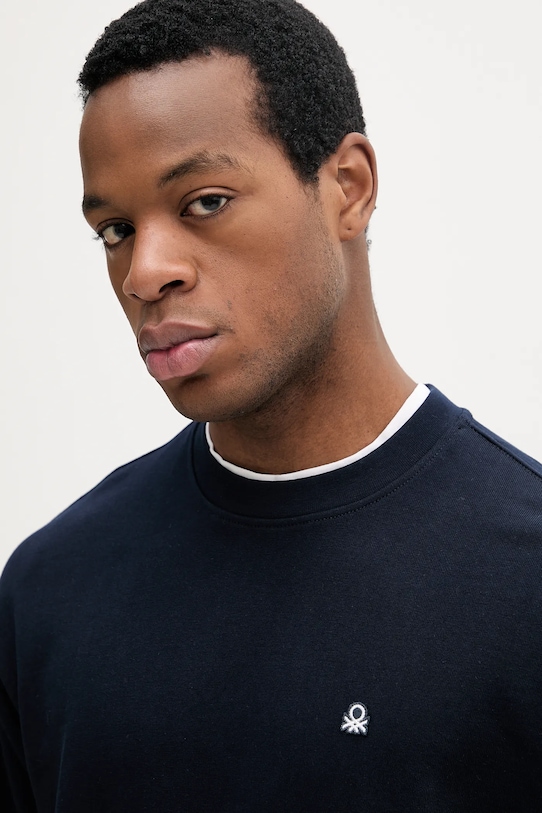 United Colors of Benetton hanorac de bumbac bleumarin 342ZU1093