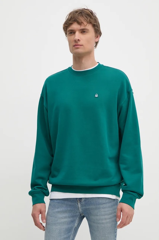 United Colors of Benetton bluza bawełniana bawełna zielony 342ZU1093