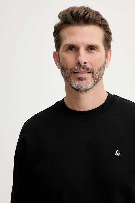 United Colors of Benetton hanorac de bumbac negru 342ZU1093