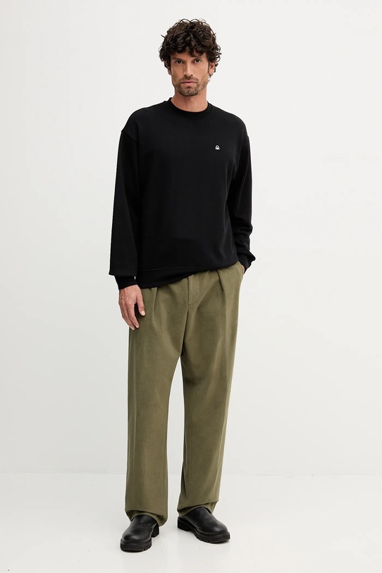 United Colors of Benetton hanorac de bumbac 342ZU1093 negru AW25