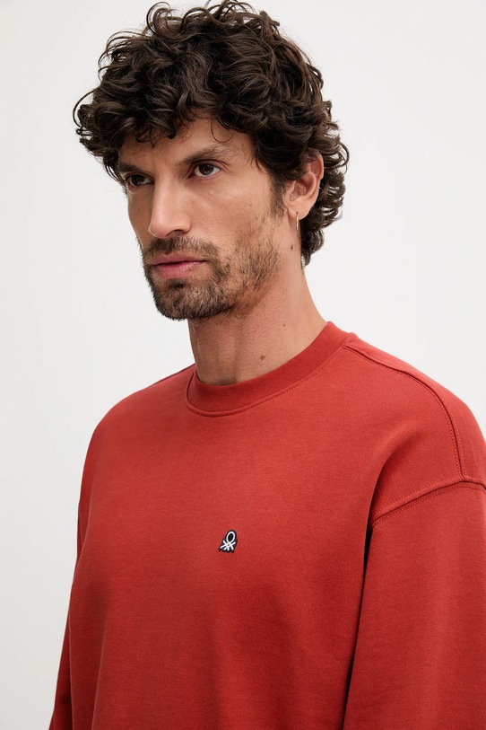 Βαμβακερή μπλούζα United Colors of Benetton πορτοκαλί 342ZU1093