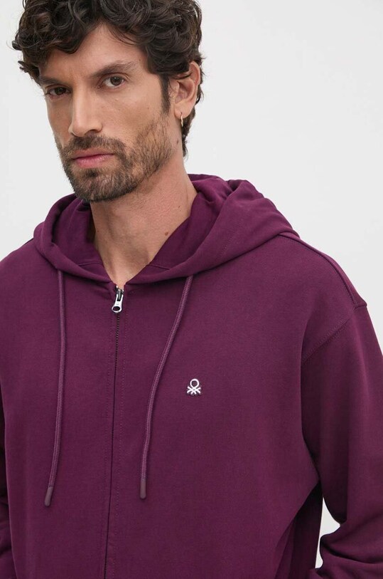 United Colors of Benetton bluza bawełniana fioletowy 342ZU500P