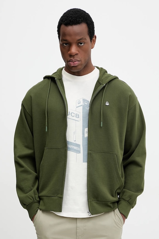 United Colors of Benetton bluza bawełniana zielony 342ZU500P
