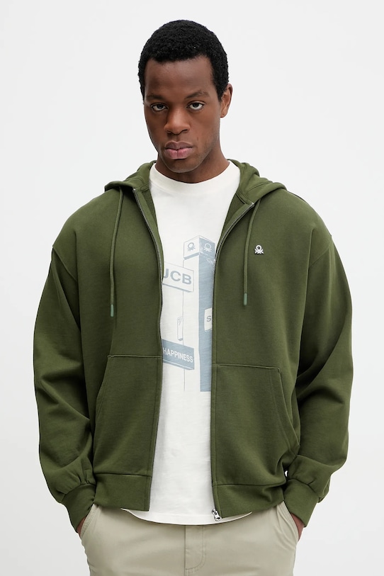 United Colors of Benetton hanorac de bumbac verde 342ZU500P