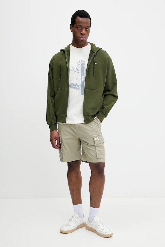 United Colors of Benetton hanorac de bumbac 342ZU500P verde AW25