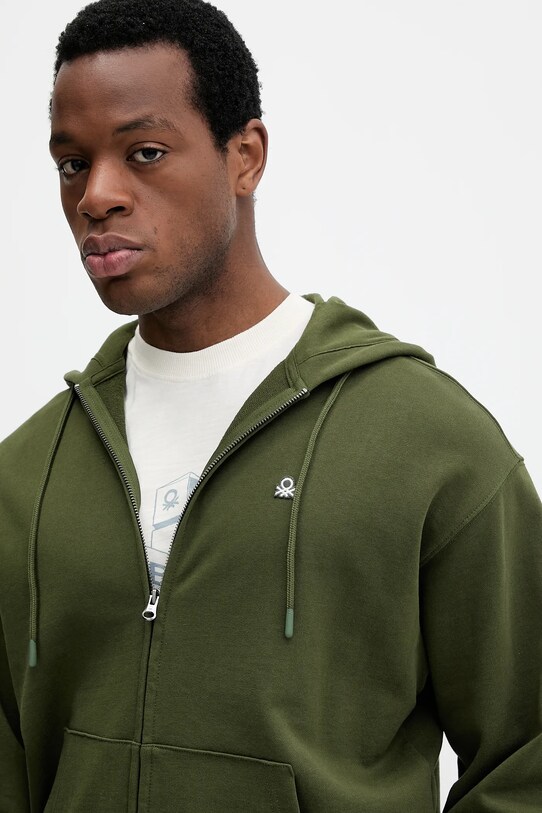 United Colors of Benetton bluza bawełniana zielony 342ZU500P