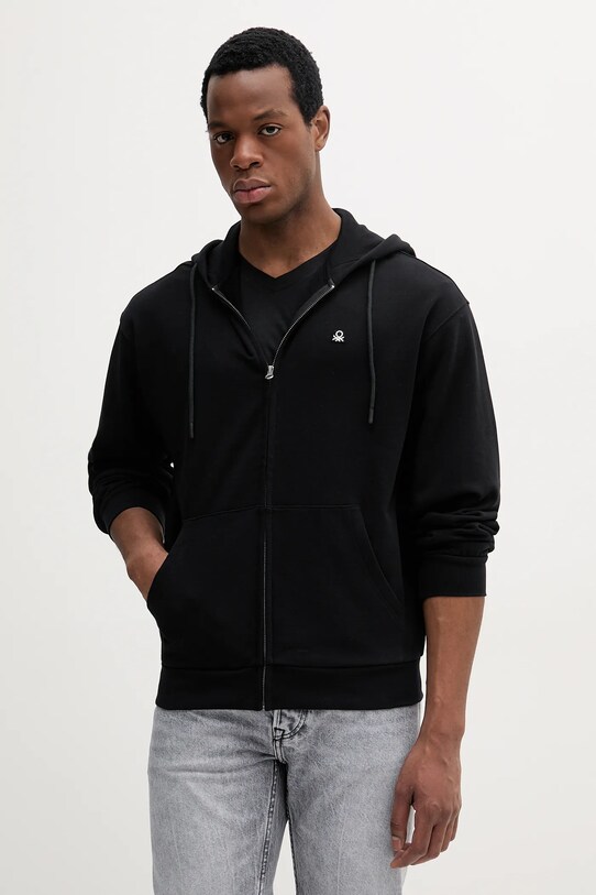 United Colors of Benetton hanorac de bumbac negru 342ZU500P