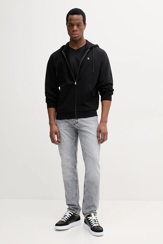 United Colors of Benetton hanorac de bumbac 342ZU500P negru SS25