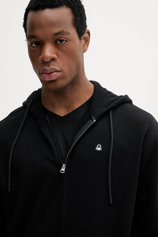 United Colors of Benetton hanorac de bumbac negru 342ZU500P